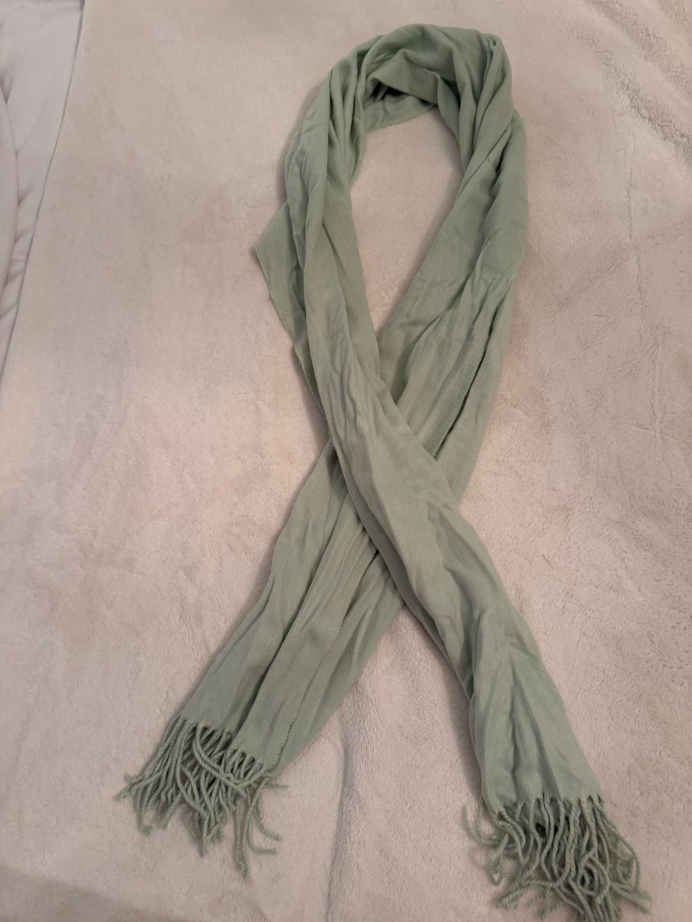 Indigo Sage Green Fringe Scarf